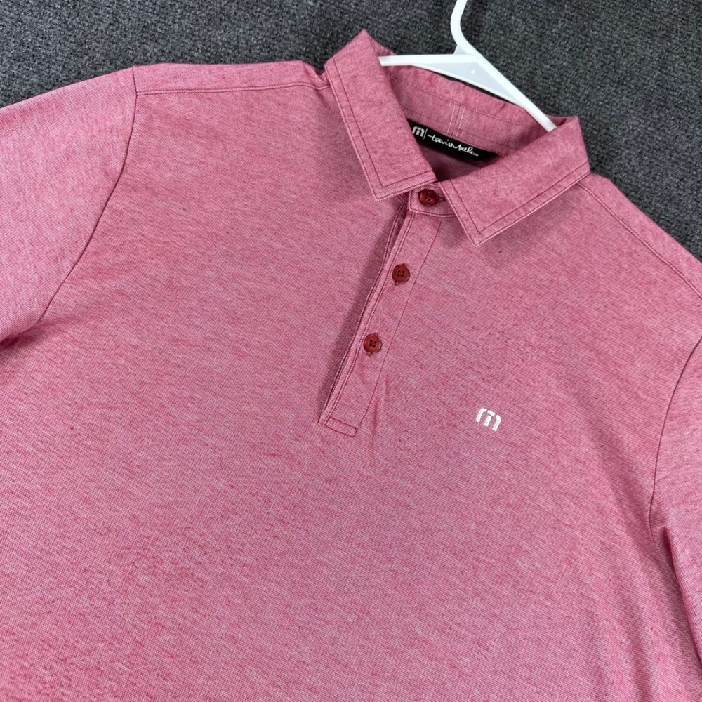 TravisMathew Polo Shirt Mens M Medium Pink Heathered Golf Casual Short Sleeve
